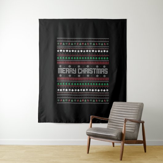 Funny Ugly Frohe Weihnachtsmuster Wandteppich (Beispiel)