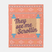 Funny Ugly Hanukkah See Me Scrollin T-Shirt Fleecedecke (Vorderseite)