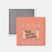 Funny Ugly Hanukkah See Me Scrollin T-Shirt Magnet (Vorderseite/Rückseite)
