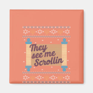 Funny Ugly Hanukkah See Me Scrollin T-Shirt Magnet