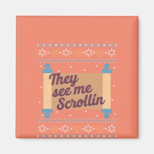 Funny Ugly Hanukkah See Me Scrollin T-Shirt Magnet (Vorne)