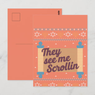 Funny Ugly Hanukkah See Me Scrollin T-Shirt Postkarte