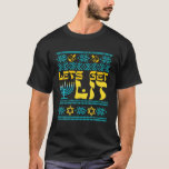 Funny Ugly Hanukkah Sweater Lasse Lit Menorah T-Shirt<br><div class="desc">Funny Ugly Hanukkah Sweater Lasse Lit Menorah Shirt</div>