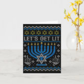 Funny Ugly Hanukkah Sweater Lets Get Lit Menorah J Karte (Gelbe Blume)