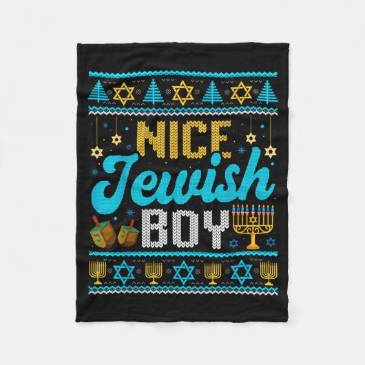 Funny Ugly Hanukkah Sweater Nice Jewish Boy Matchi Fleecedecke (Vorderseite)