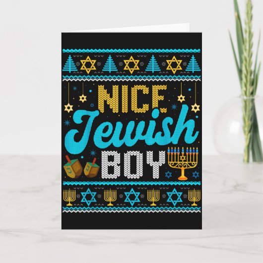 Funny Ugly Hanukkah Sweater Nice Jewish Boy Matchi Karte (Vorderseite)