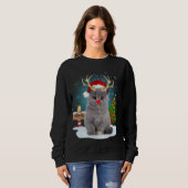 Funny Ugly Sweater Cat Rentier North Pole Christm Sweatshirt (Vorne ganz)