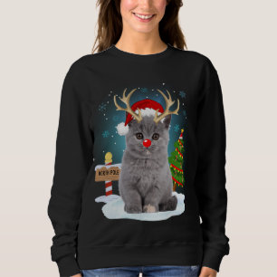 Funny Ugly Sweater Cat Rentier North Pole Christm Sweatshirt