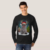 Funny Ugly Sweater Cat Rentier North Pole Christm T-Shirt (Vorne ganz)