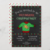 Funny Ugly Sweater Christmas Party Chalkboard Einladung (Vorne/Hinten)