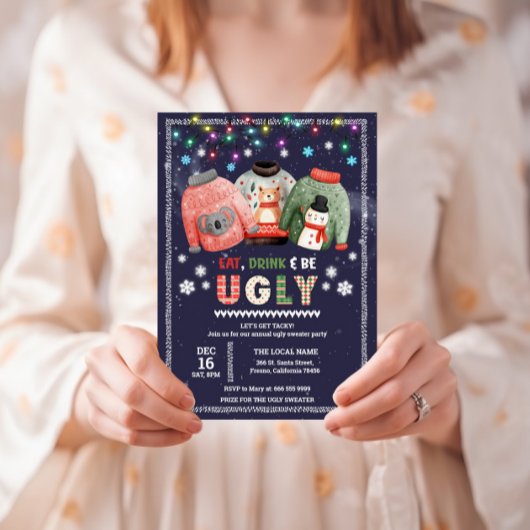 Funny Ugly Sweater Christmas Party Einladung