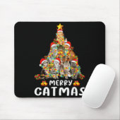 Funny Ugly Sweater Christmas Tree Shirt Cat Lights Mousepad (Mit Mouse)