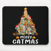 Funny Ugly Sweater Christmas Tree Shirt Cat Lights Mousepad (Vorne)