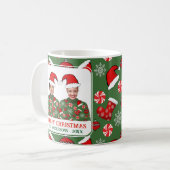 Funny Ugly Sweater Custom Foto Frohe Weihnachten Kaffeetasse (Vorderseite Links)