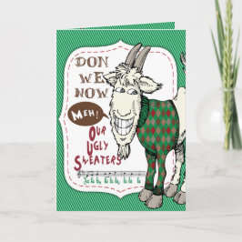 FUNNY Ugly Sweater Meh Goat Weihnachtskarte Feiertagskarte