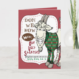 FUNNY Ugly Sweater Meh Goat Weihnachtskarte Feiertagskarte