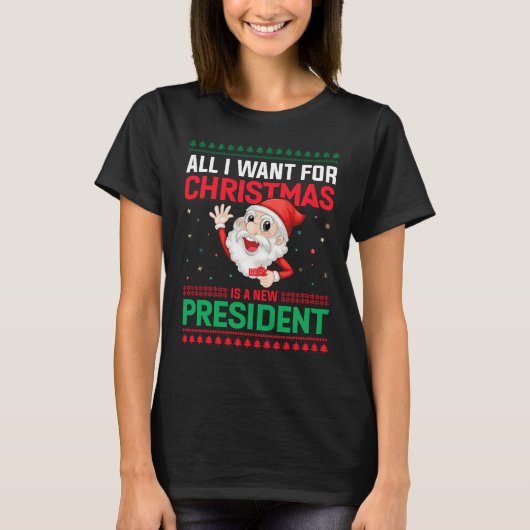 Funny Ugly Sweater Neuer Präsident Weihnachts-T - T-Shirt (Vorderseite)