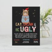 Funny Ugly Sweater Weihnachts-Party Einladung (Stehend Vorderseite)