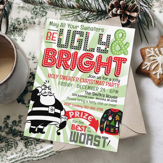 Funny Ugly Sweater Weihnachts-Party Einladung