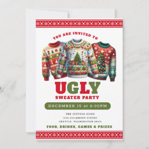 Funny Ugly Sweater Weihnachts-Party Einladungen