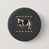 Funny Ugly Xmas Sweater Dairy Cow Farmer Lights Ch Button (Vorderseite)