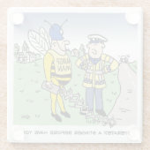 Funny UK Traffic Police Cartoon Glasuntersetzer (Rückseite)