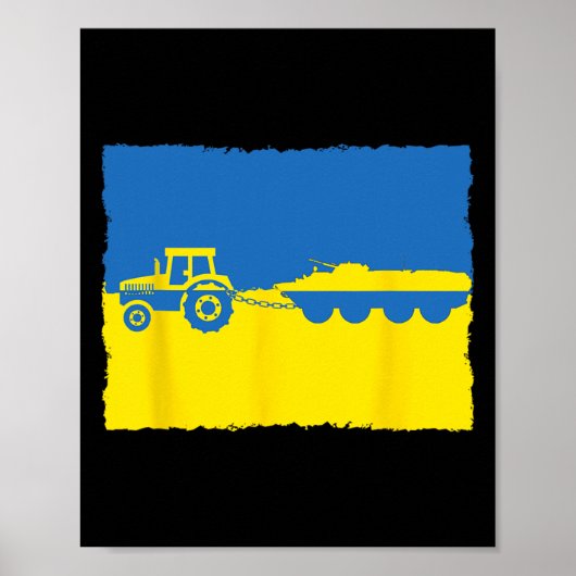 Funny Ukraine Farmer Tractor Steals A Russian Tank Poster (Vorne)