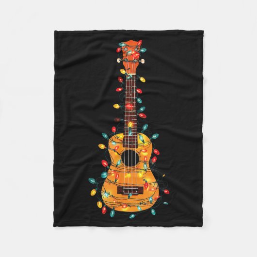 Funny Ukulele Christmas Graphics Lights Lover Play Fleecedecke (Vorderseite)