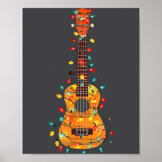 Funny Ukulele Christmas Graphics Lights Lover Play Poster (Vorne)