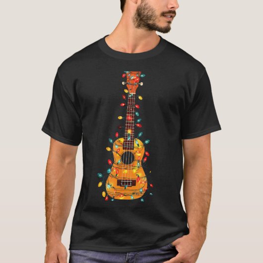 Funny Ukulele Christmas Graphics Lights Lover Play T-Shirt (Vorderseite)