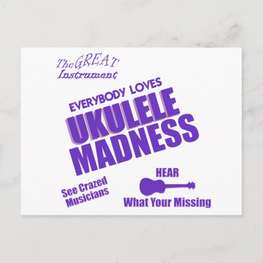 Funny Ukulele Postkarte (Vorderseite)