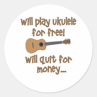 Funny Ukulele Runder Aufkleber