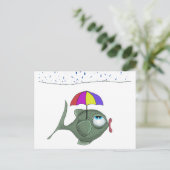 Funny Umbrella Fish Postcard Postkarte (Stehend Vorderseite)