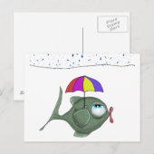 Funny Umbrella Fish Postcard Postkarte (Vorne/Hinten)