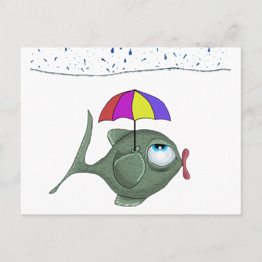 Funny Umbrella Fish Postcard Postkarte (Vorderseite)
