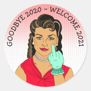 Funny Umdrehe die ethnische RetroLady Runder Aufkleber