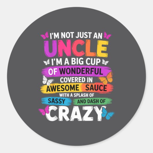 Funny Uncle Quote Sy Cool Uncle Men Runder Aufkleber (Vorderseite)