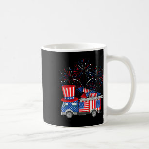 Funny Uncle Sam Firetruck and Fireworks Usa Flag 4 Kaffeetasse