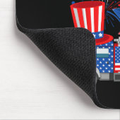 Funny Uncle Sam Firetruck and Fireworks Usa Flag 4 Mousepad (Ecke)