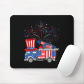Funny Uncle Sam Firetruck and Fireworks Usa Flag 4 Mousepad (Mit Mouse)
