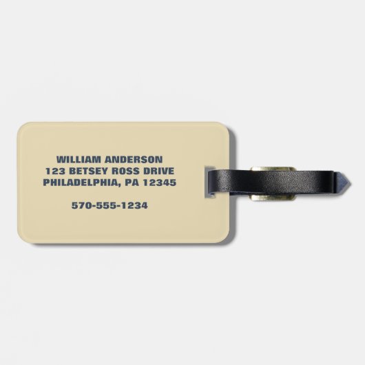 Funny Uncle Sam Patriotic Custom Message Gepäckanhänger (Rückseite horizontal)