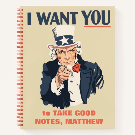 Funny Uncle Sam Patriotic Custom Message Notizblock (Vorderseite)