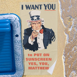 Funny Uncle Sam Patriotic Custom Message Strandtuch