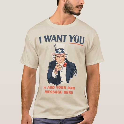 Funny Uncle Sam Patriotic Custom Message T-Shirt (Vorderseite)