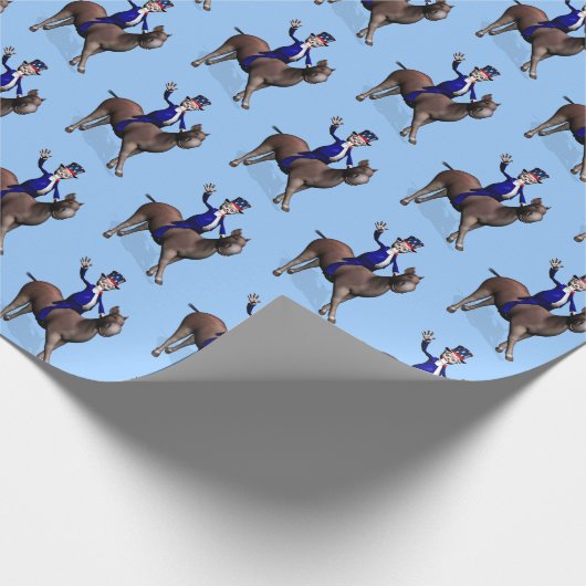 Funny Uncle Sam Riding on Donkey Geschenkpapier (Ecke)