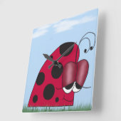 Funny und Euphoric Ladybug Painting Quadratische Wanduhr (Winkel)