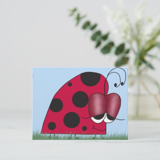 Funny und Euphoric Ladybug Postkarte (Stehend Vorderseite)
