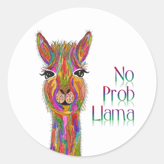 Funny und farbenfroh No Prob Llama Stickers (Vorderseite)
