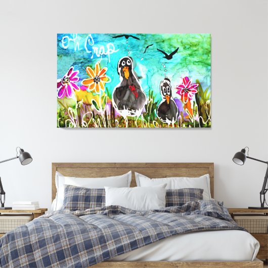 Funny und farbenfroh Oh Craws Crows Leinwand (Insitu (Schlafzimmer))