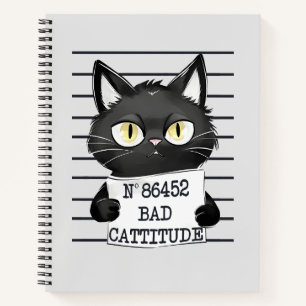 Funny und Niedlich Black Cat Mugshot Notizblock